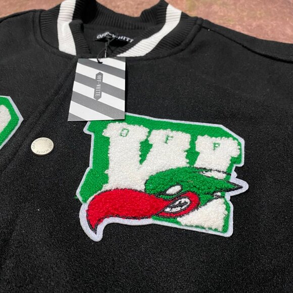 Off-White Black And White Embroidered Baseball Jacket - Picture 5 of 9